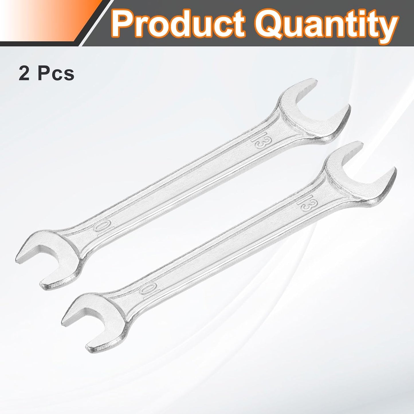 HARFINGTON 2pcs Double Open End Wrench 10mm x 13mm Metric 15 Degree Offset Angle Small Flat Head Wrench Galvanizing Open Ended Spanner for Automotive Repair Furniture Assembly