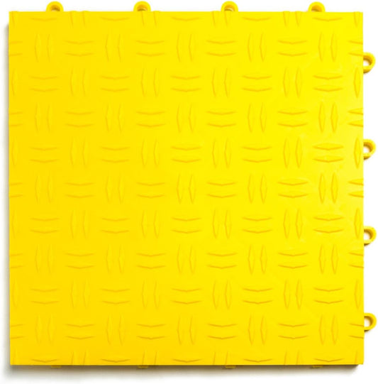 GarageTrac Diamond, Durable Interlocking Modular Garage Flooring Tile (12 Pack), Yellow