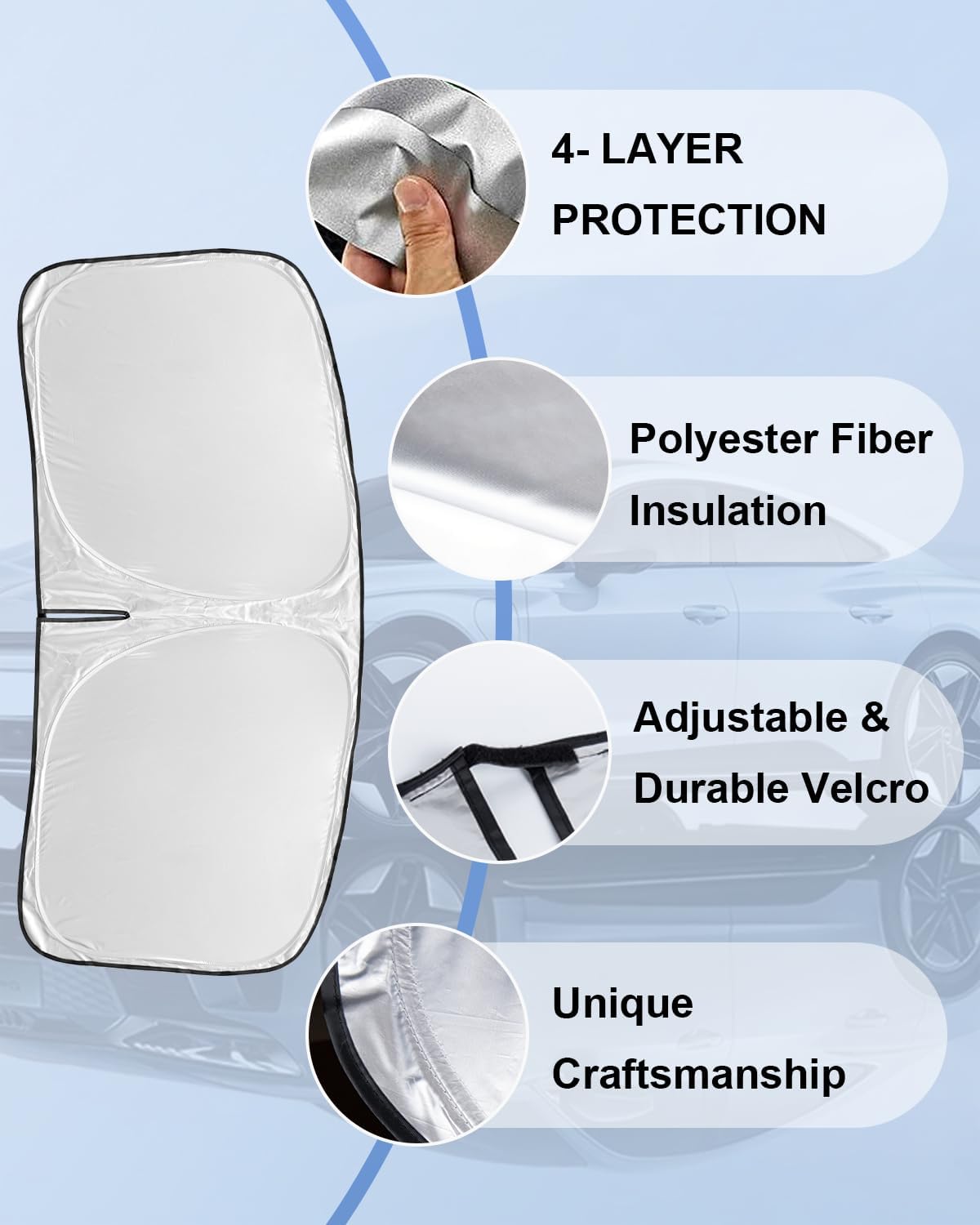 for Toyota 4Runner Windshield Sun Shade Sunshade for 2010-2025 4Runner Windshield Cover Custom-fit Toyota 4-Runner Car Front Window Shade Sun Visor Protector Shield Accessories Foldable Blocks UV Rays