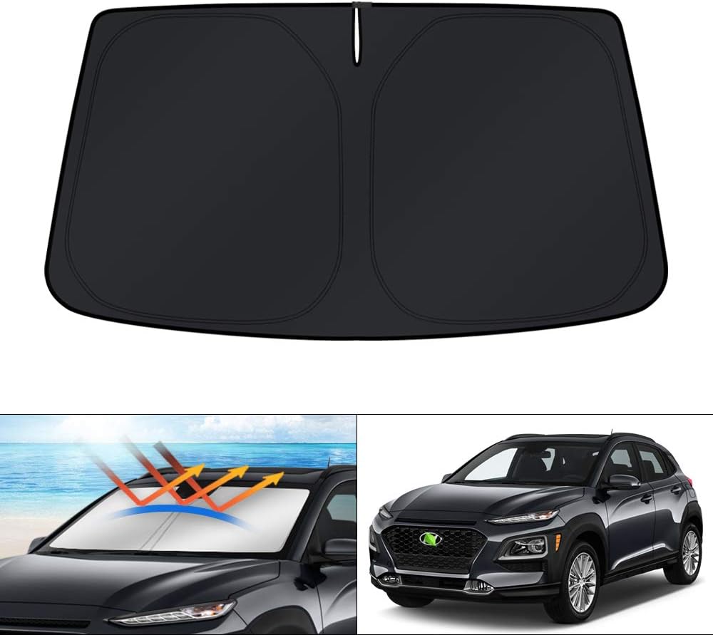 KUST Windshield Sun Shade for 2018-2023 Hyundai Kona Accessories Sunshade Window Sun Visor Protector Foldable Blocks UV Rays Keep Your Car Cooler