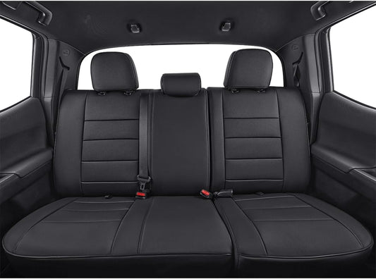 EKR Custom Fit Tacoma Rear Car Seat Covers for Select Toyota Tacoma 2016 2017 2018 2019 2020 2021 2022 2023 Access Cab - Second Row Only,Leather (Black)