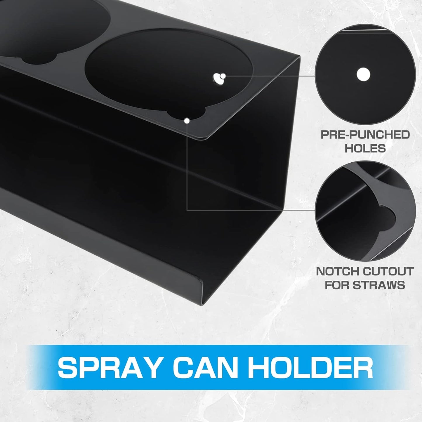 RealPlus Aerosol Spray Can Holder Rack Organizer, 5 Can Spray Bottle Holder Heavy-Duty Steel Wall Mounted for Garage and Workspace, Pack of 2