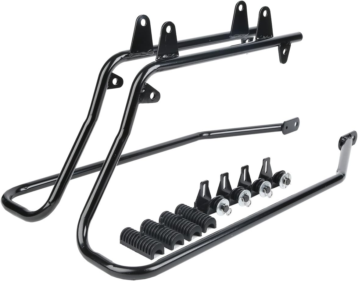 XFMT Vivid Black 5" Stretched Extended Saddlebags Hard Saddle Bags W/Black Latches & Conversion Bracket For Harley Softail Heritage Deluxe 1984-2017