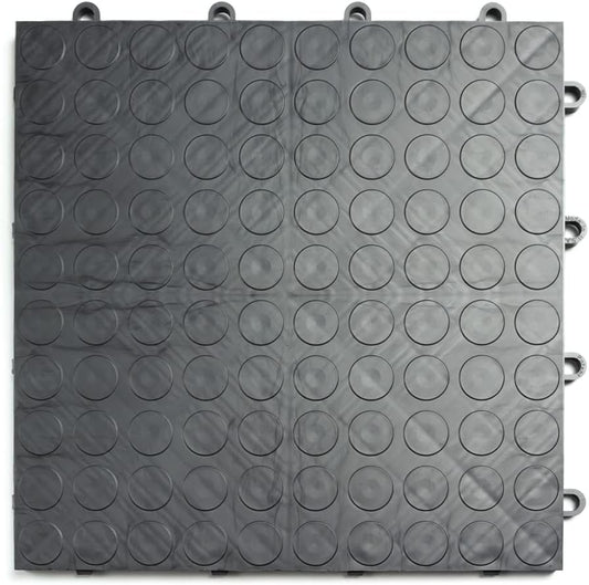 Big Floors GarageDeck Coin Pattern, Durable Copolymer Interlocking Modular Non-Slip Garage Flooring Tile (Graphite, 12 Pack of 12 x 12" Tiles)
