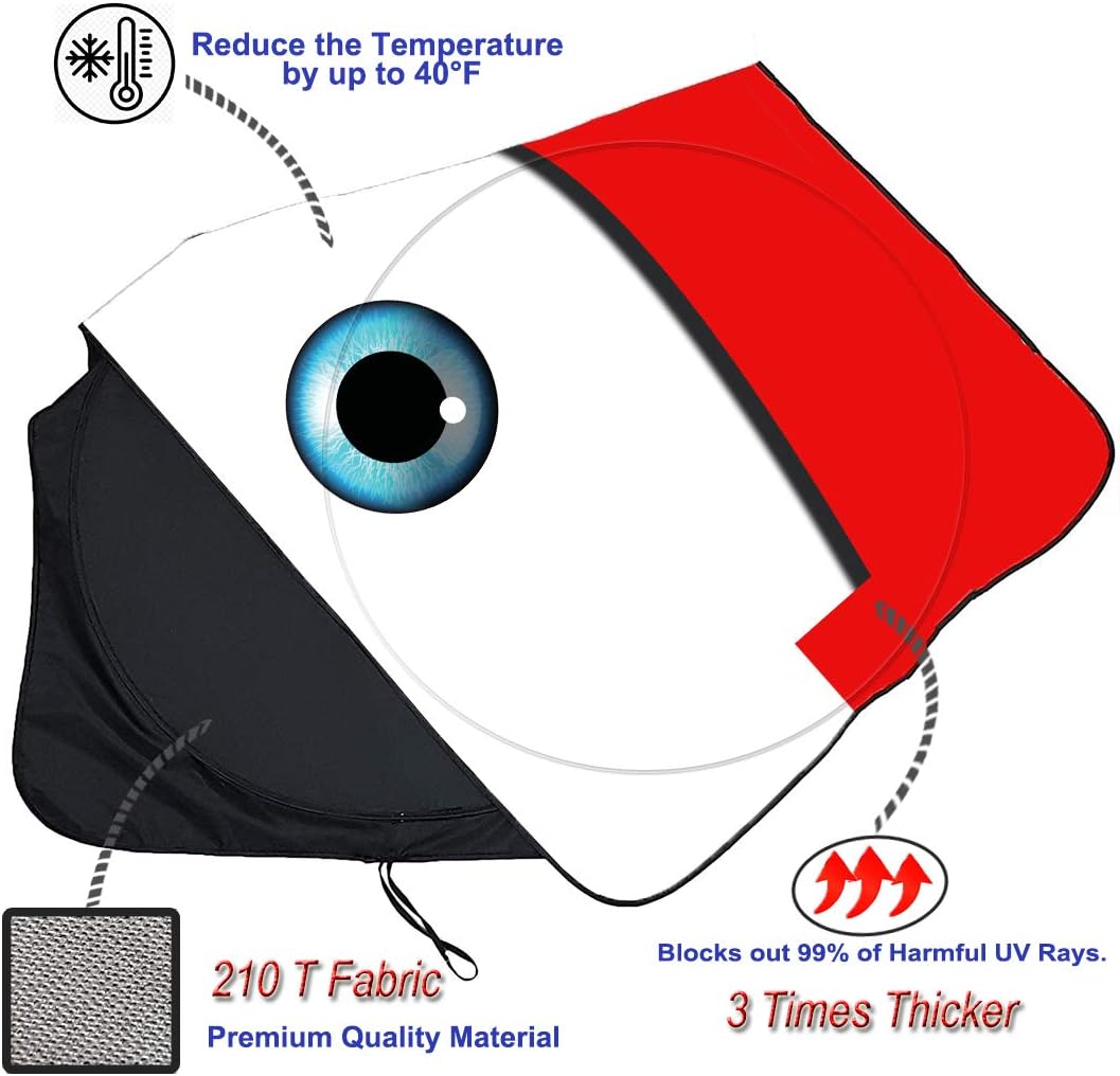 Gven Windshield Sun Shade 2025 Truck Windshield Cover Sun Shade Automotive Interior Sun Protection Front Windshield Car Eyes Sun Visor Protector Blocks UV Rays Keep Your Vehicle Cool (Red, XL)