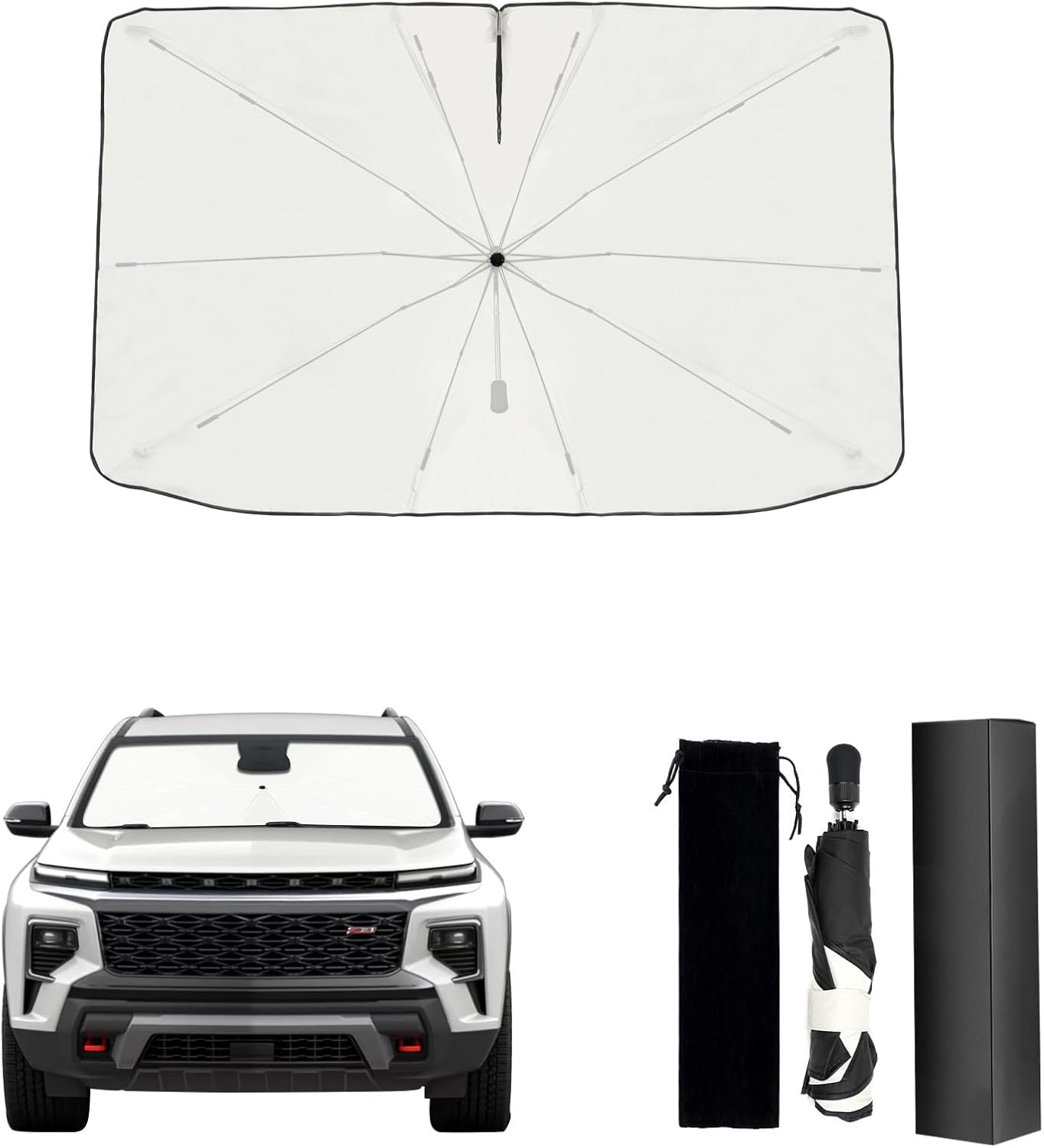 Umbrella Sunshade for Chevy Traverse Accessories 2024 2025, Foldable Windshield Cover Sun Shade Umbrella Visor with UV Block Windshield and Heat Insulation (for Chevy Traverse 2024-2025)