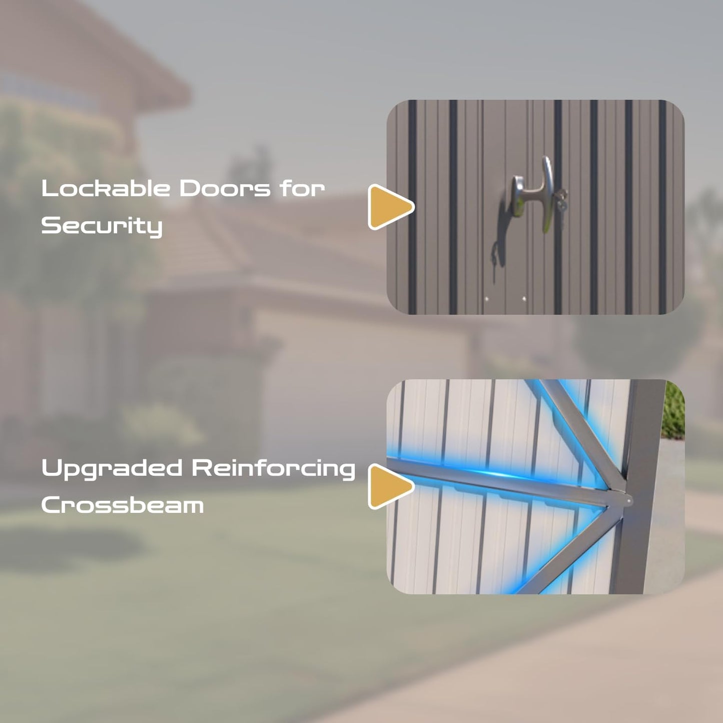 5’ x 10’ Motorcycle Storage Sheds, Metal Shelter & Garage with Windows and Lockable Door Handle, Heavy Duty Vehicle Shed for All Weather, Anthracite