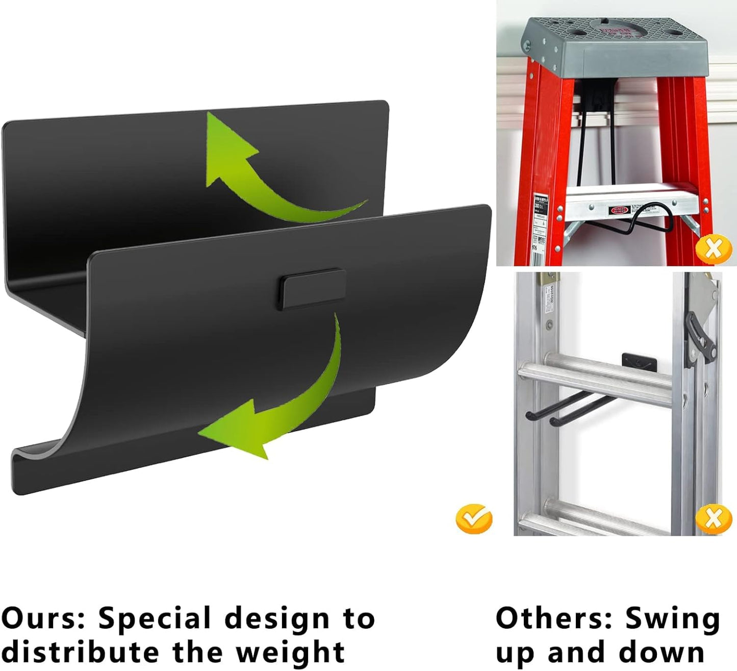 Heavy-Duty Ladder Hanger-Wall Mount Ladder Hook-Garage Wall Wheelbarrow Hangers-4 Pack