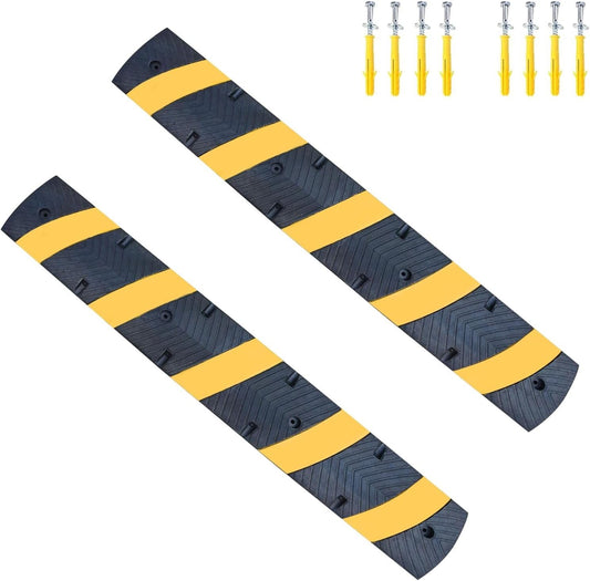 2 Pack 72 Inch Heavy Duty Rubber Speed Bump Ramp – Cable Protector, Driveway Garage Road Parking Lot Safety Control, Durable Anti-Slip Traffic Hump