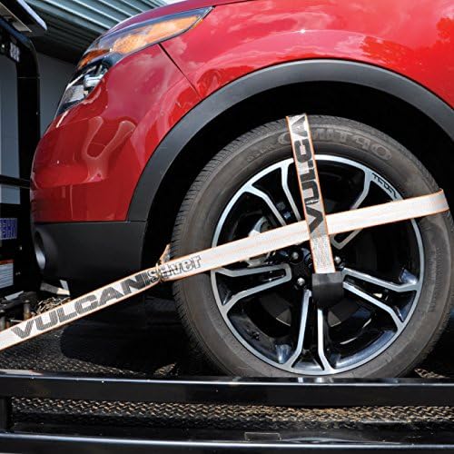 VULCAN Car Tie Downs - Snap Hook - Adjustable Loop - 4 Pack - Silver Series - 3,300 Pound Safe Working Load