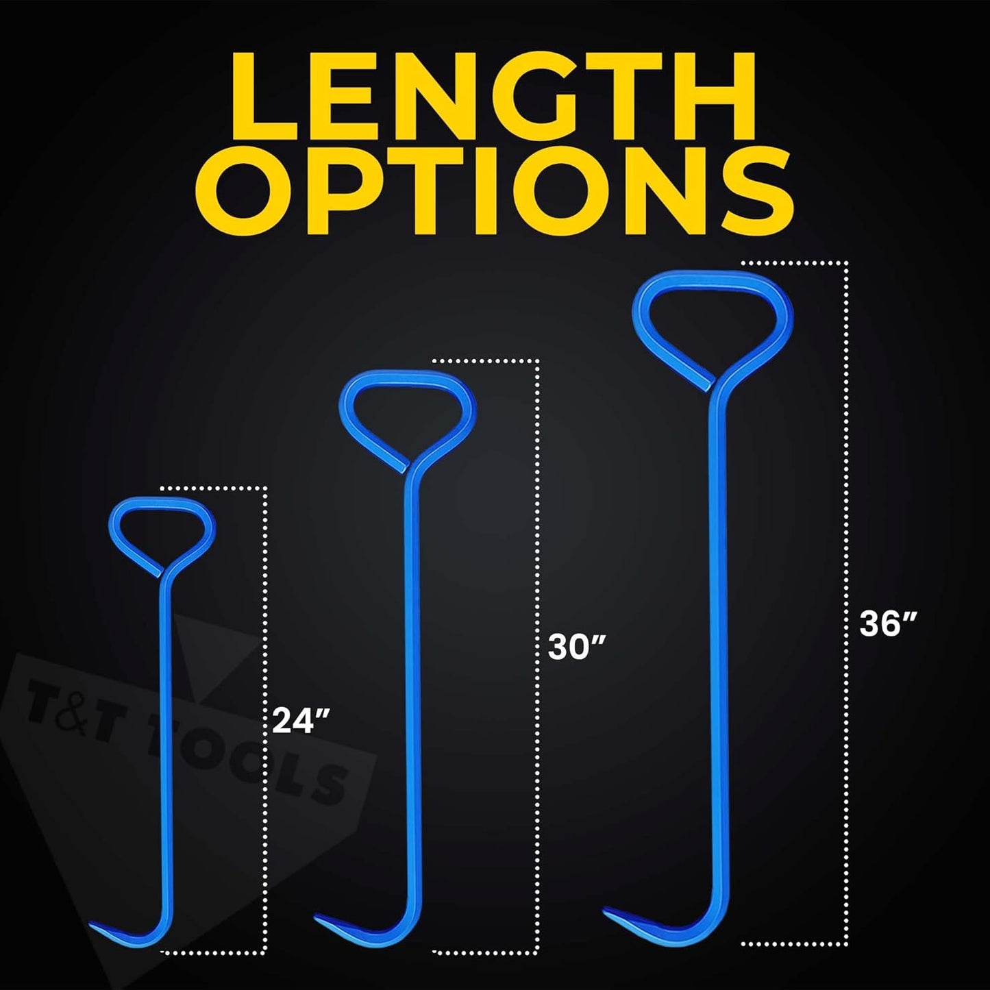 T&T Tools 30-Inch Manhole Hook Tool - Heavy Duty Single Hook for Lifting Manhole Covers, Storm Drains, Septic Tank Risers - Rigid Hex Alloy Steel Tool for Lifting, Pulling, and Removing Covers-6 Pack