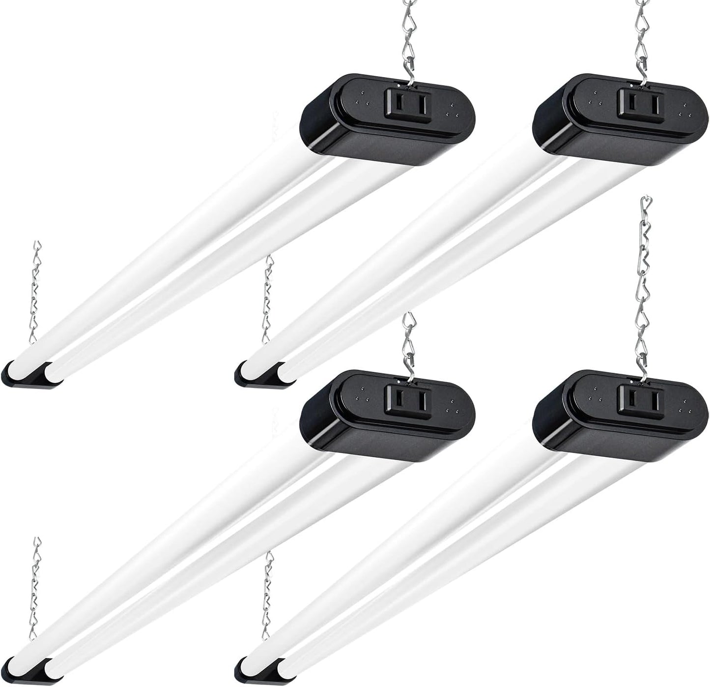 hykolity 4 Pack Linkable LED Shop Light, 4FT 44W [300W Equivalent], 4600lm, 5000K Daylight, Plug-in Utility Bay Light Fixture, Hanging or Surface Mount, Black - Energy Efficient Lighting Solution