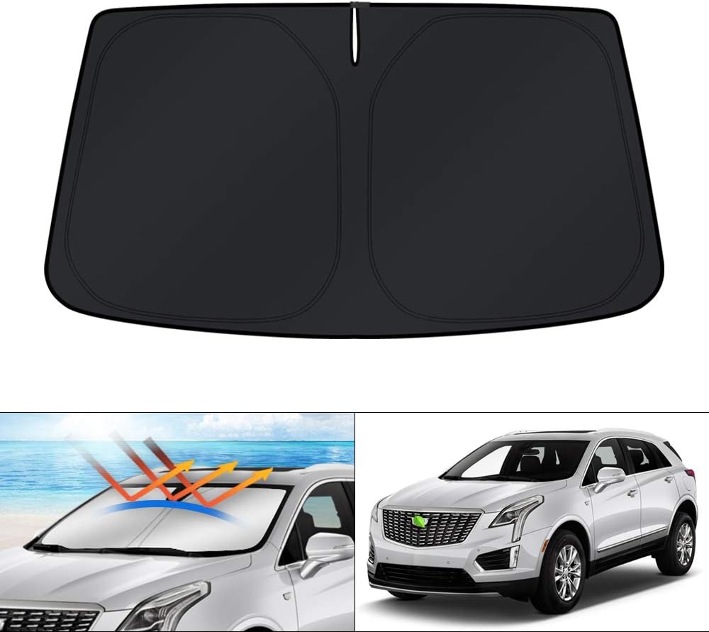 KUST Windshield Sun Shade for 2017-2024 2025 Cadillac XT5 Accessories Window Shade Foldable Sunshade Protector Blocks UV Rays Keep Your Car Cooler