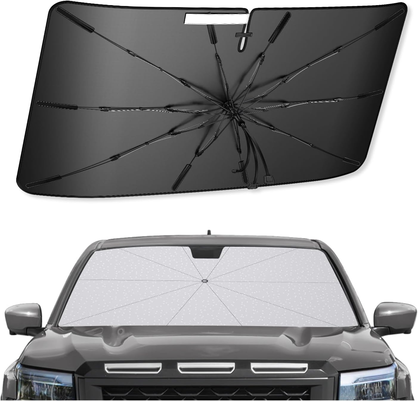 SXCY for 2022-2024 2025 Nissan Frontier Windshield Umbrella Sunshade [Easier Foldable] for 2025 Nissan Frontier Accessories 2025 Frontier Sunshade Umbrella 2025 Frontier Windshield Sun Shade Umbrella