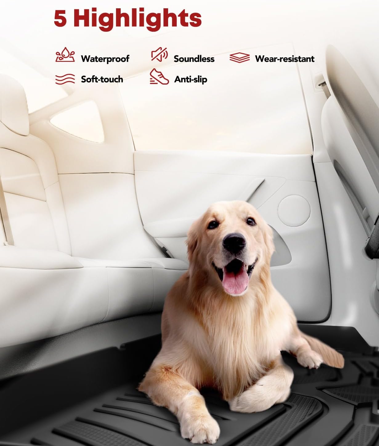 YHTAUTO Floor Mats Fit 2012-2015 Honda Civic Sedan, TPE All Weather Car Mats Waterproof Anti-Slip Odorless Floor Liner, Interior Car Accessories Front & 2nd Row Liner