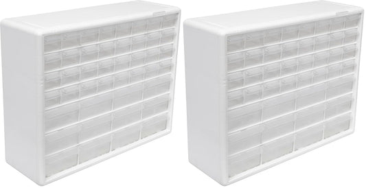 Akro-Mils 44-Drawer Plastic Drawer Storage Cabinet for Garage Organization, Bead Organizer, Building Bricks Storage, Teacher Toolbox, Makeup Organizer, 20-Inch W x 6-Inch D x 16-Inch H, 10144 White
