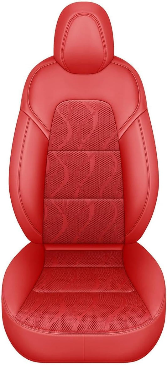 Tesla Model Y Seat Cover Full Set, Faux Leather Tesla Car Seat Cover, Perfect Suitable for Tesla Model Y 2020 2021 2022 2023 2024 2025 (Red)