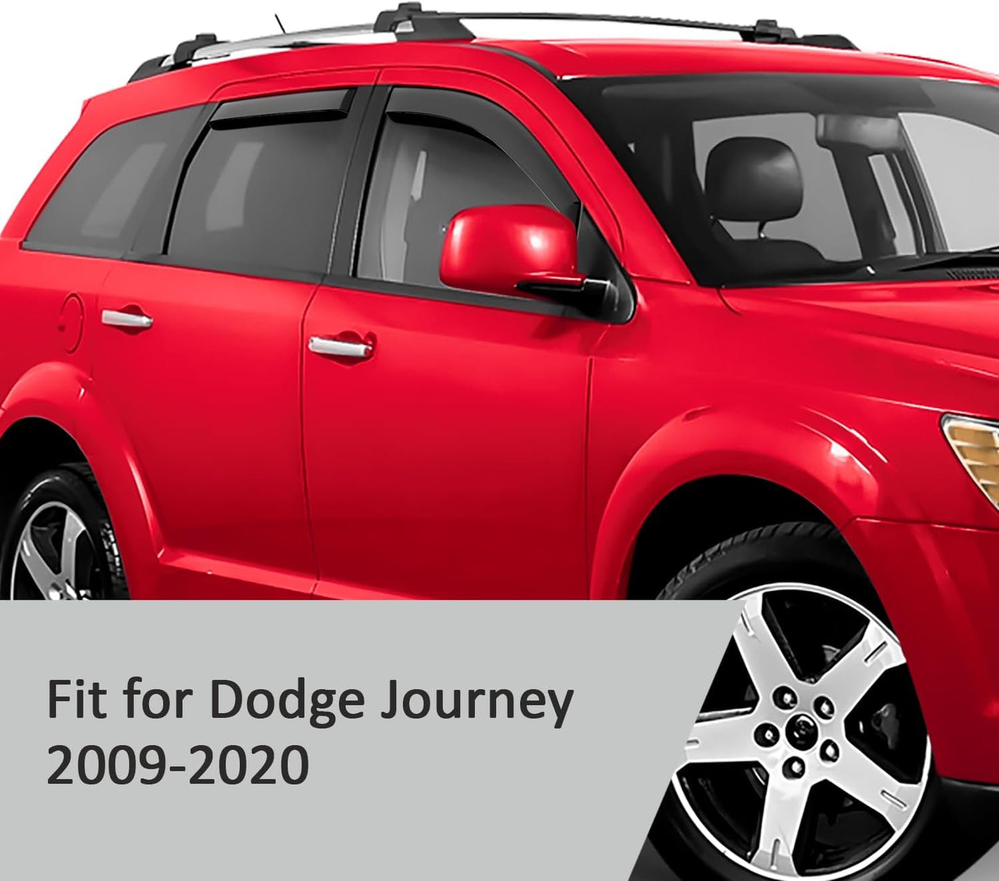 Voron Glass in-Channel Extra Durable Rain Guards for Dodge Journey 2009-2020, Window Deflectors, Vent Window Visors, 4 Pieces - 200480