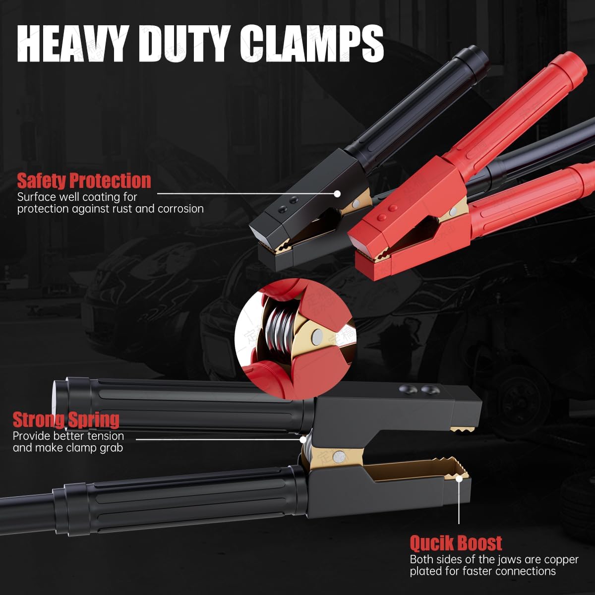 0 Gauge 25 Feet Jumper Cables for Car Battery, Heavy Duty Automotive Booster Cables 1000AMP for Jump Starting Dead or Weak Batteries with Carrying Bag Included, Suitable for 8L Gas & 6L Diesel