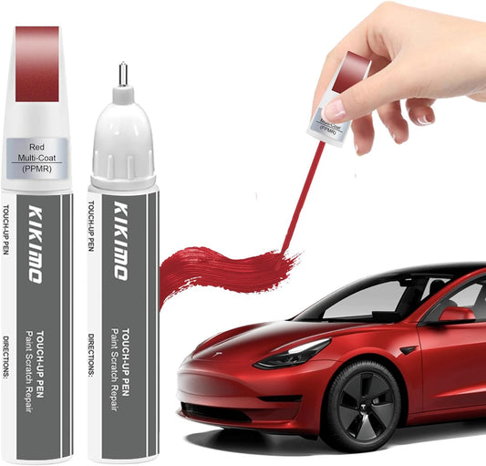 KIKIMO for Tesla Touch Up Paint(Red Multi-Coat(PPMR)), Car Paint Repair Kit for Tesla Model Y/3/S/X, 2 In 1 Scratches Repair with Pen Tip and Brush, Color-Matched for Quick & Easy Fix