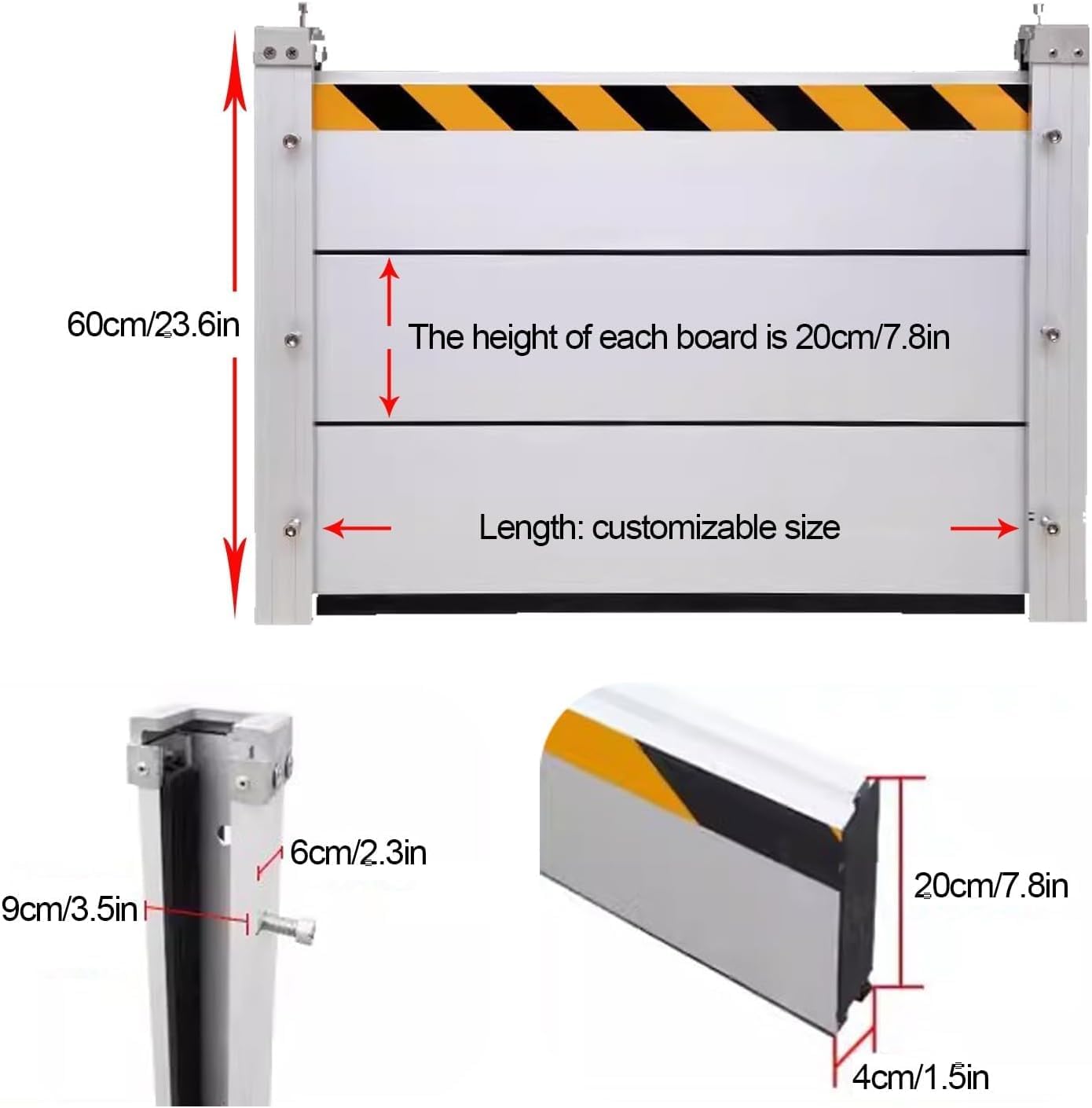Reusable Heavy Duty Aluminum Flood Barriers for Home Exterior, Flood Protection Barriers Water Barrier Door Quick Detachable Garage Doors Detachable Mobile Rain Water Baffle ( H 31.5 inch L 19FT)