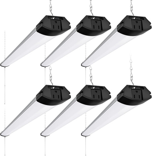 Barrina BS84 LED Shop Lights for Workshop 4FT, 84W, 10000LM, 6500K Utility Shop Lights, Pull Chain ON/Off, Hanging or Flush Mount, ETL, 6 Packs