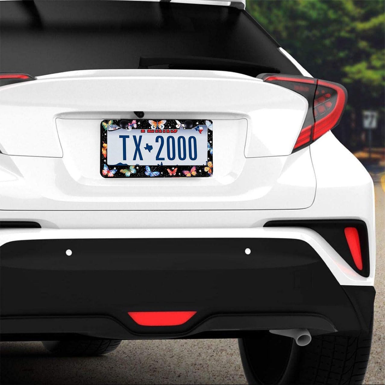 Butterfly License Plate Frame Animal Print License Plate Holder Bracket Metal License Tag Plate,1Pcs License Pate Frame Butterfly for Women Men