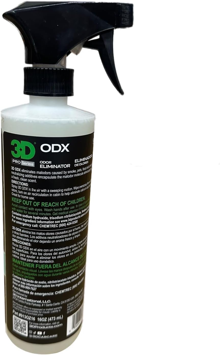3D ODX - Automotive Odor Eliminator - Deodorizes Pet, Food, Smoke, & Other Linger Odors - Fresh Clean Scent - Great for Car, Home, Office Use