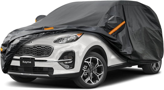 Kayme 7 Layers SUV Car Cover Custom Fit for Kia Sportage (1994-2025) Waterproof All Weather for Automobiles,Outdoor Full Cover Rain Sun UV Protection.Black