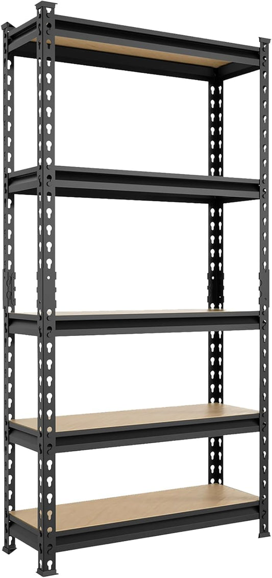 BIG RED Storage Shelving Unit, 5-Tier Adjustable, Heavy Duty Metal Garage Shelves/Utility Rack for Kitchen, Pantry, Basement, Bathroom, Laundry - 2,000 lbs Capacity, Black, 72" H x 35" W x 12" D