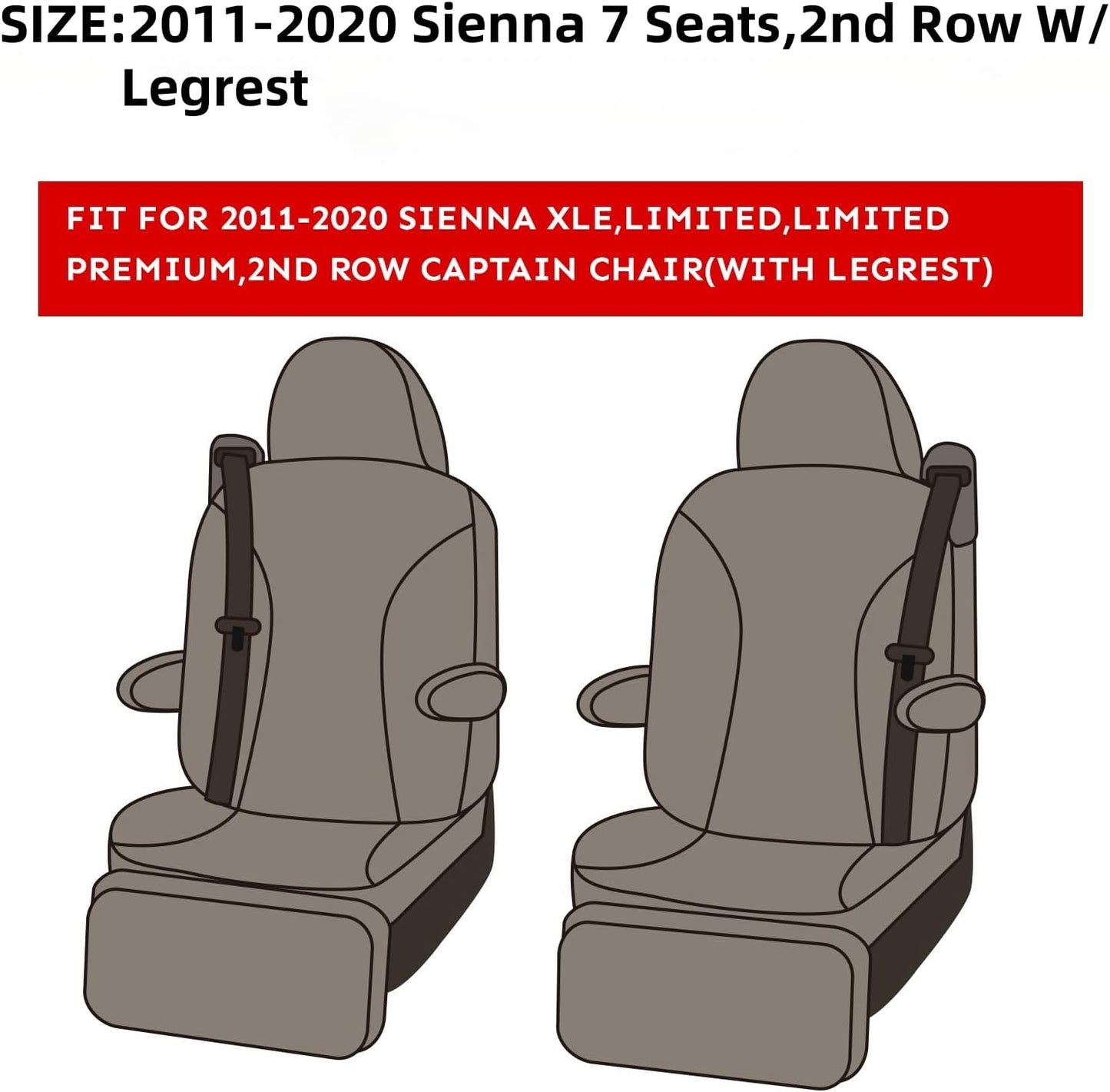 EKR Sienna Seat Covers for 2011-2020 Toyota Sienna XLE,Limited,Limited Premium,7 Seats,2nd Row Captain Seats W/Legrest,Seat Covers for SUV,Automotive Seat Cover Full Set-Three Row,Leather(Burgundy)