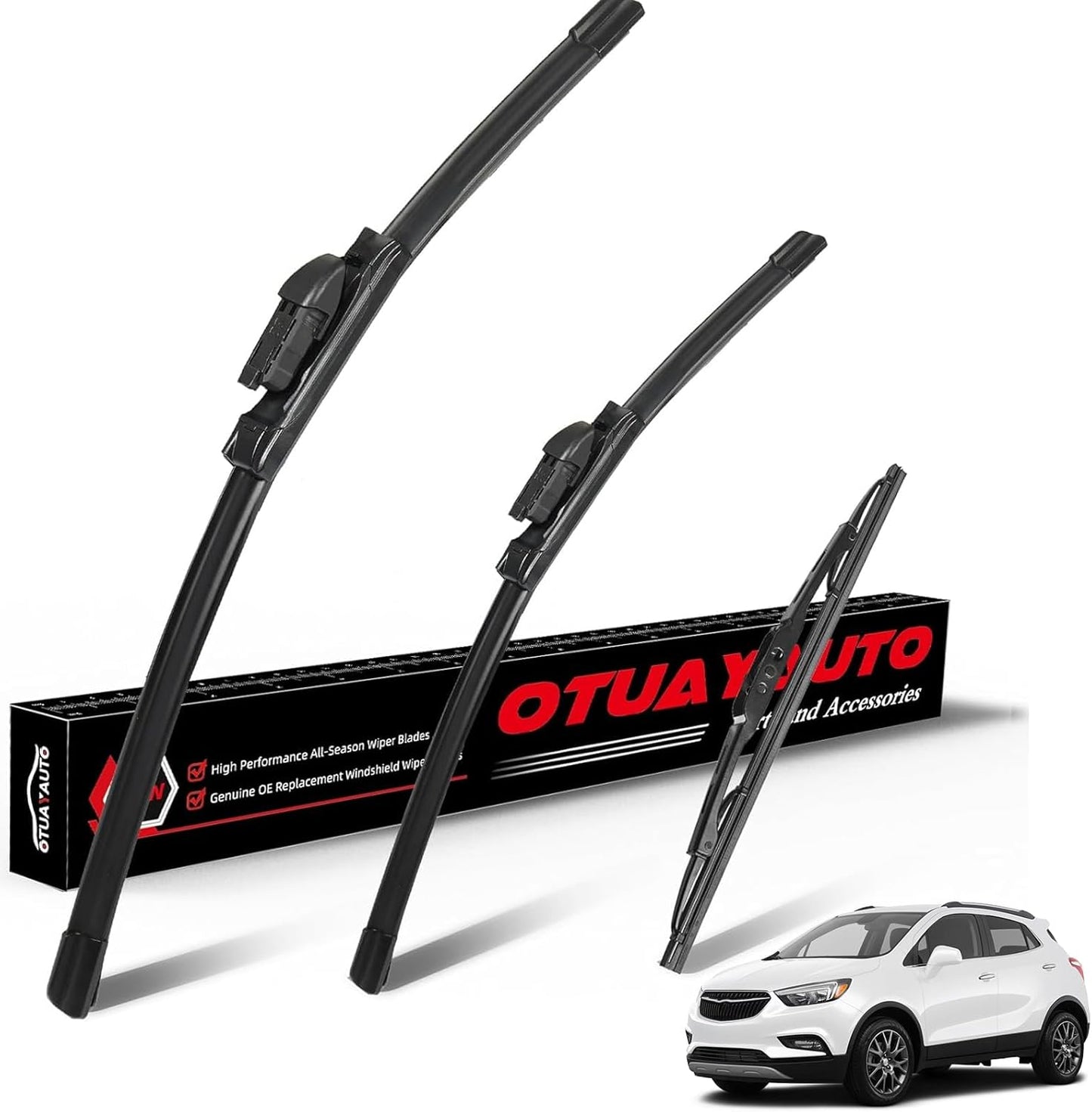 OTUAYAUTO Premium Windshield Wiper Blades - Replacement for Chevrolet Trax 2015-2023, Buick Encore 2013-2022 All-Weather Performance Front and Rear Wiper Blades Top Lock - 26"+14"+10" (Pack of 3)