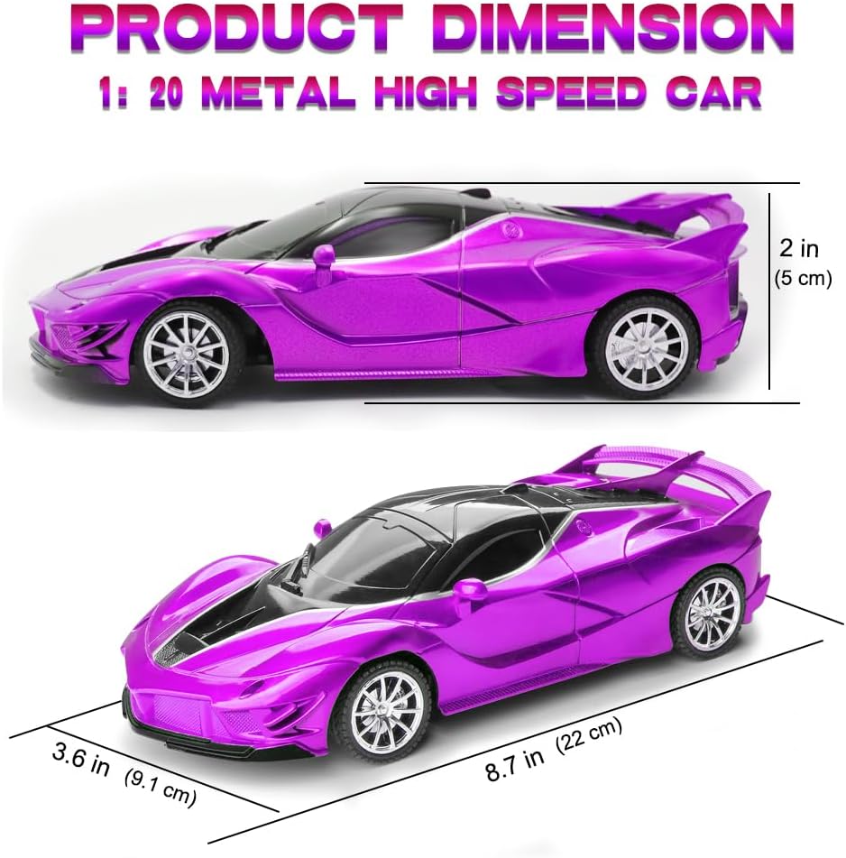 Remote Control Car for Girl, 2.4GHz 4WD Electric RC Cars Toy Racing with Led Lights Rechargeable High-Speed Hobby Toy Vehicle, RC Car Gifts for Age 3 4 5 6 7 8 9 Year Old Kids (Purple)