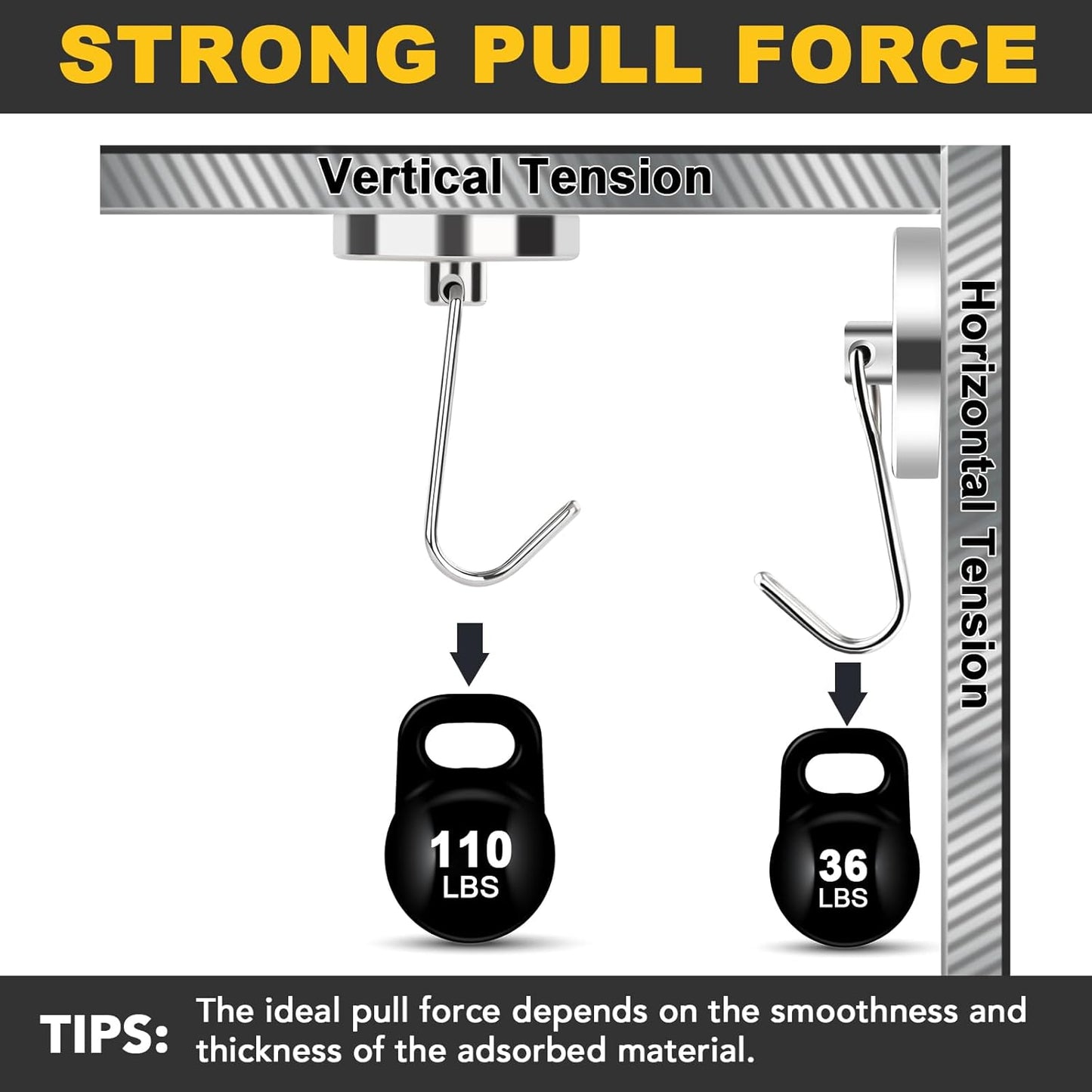 MIKEDE Strong Magnetic Hooks, 110LB Swivel Magnetic Hooks Cruise, Neodymium Magnet Hooks Heavy Duty for Hanging, Grill, Cruise Cabins, Refrigerator, Grill, Kitchen, Locker - Pack of 12