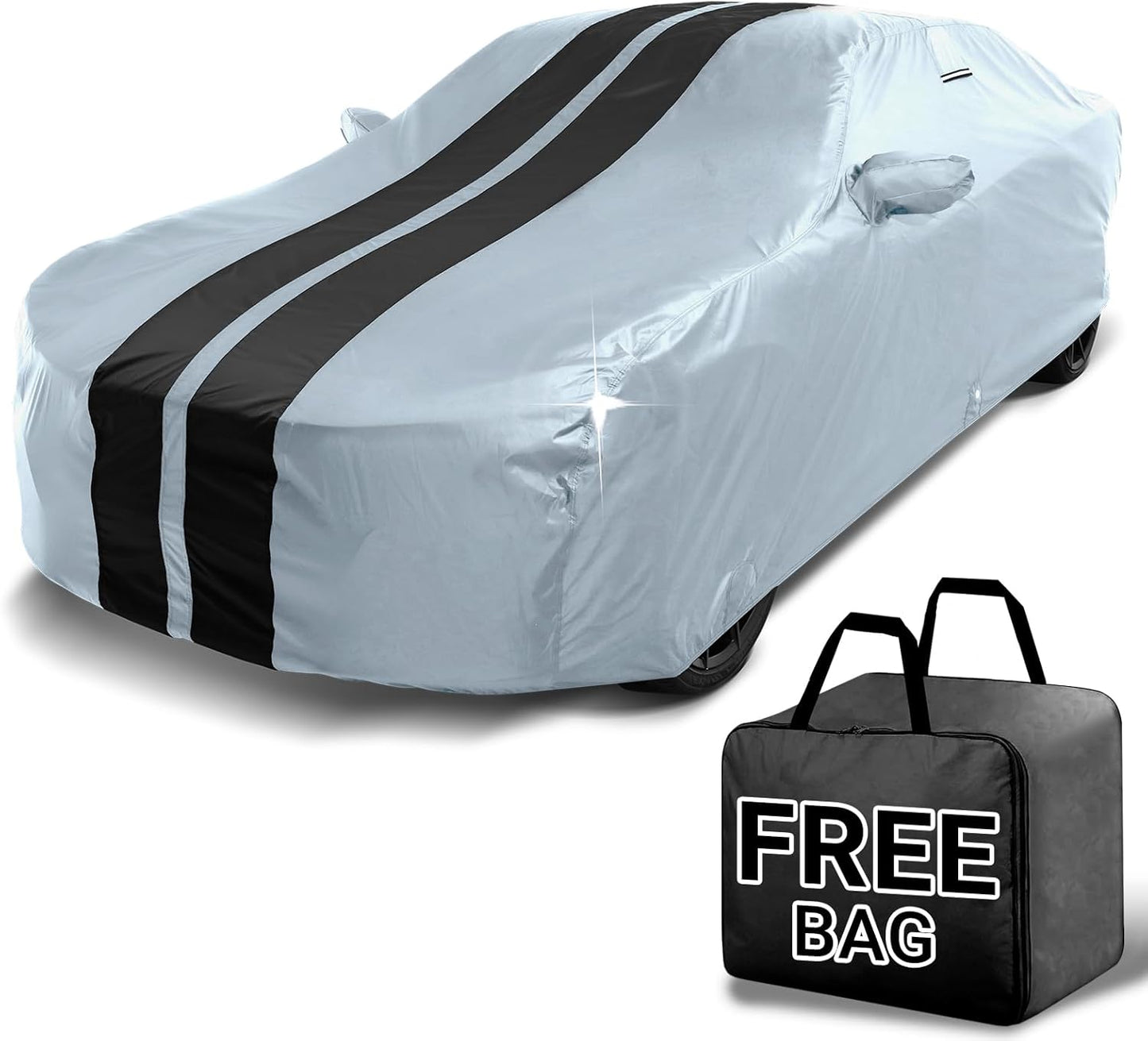 iCarCover Custom Car Cover for Buick Skylark (1992-1998) Waterproof All-Weather Rain Snow UV Sun Protector Full Exterior Indoor Outdoor Car Cover (Stripe - Gray/Black)