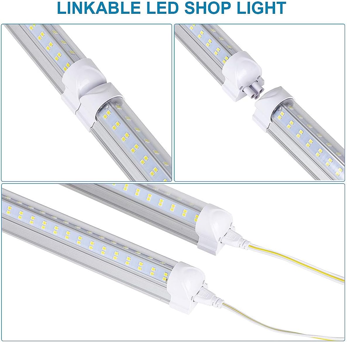 4FT LED Shop Light, 25 Pack, 60W 6000K 9500LM Clear White, Linkable Integrated V-Shape for Shop Garage, Warehouse