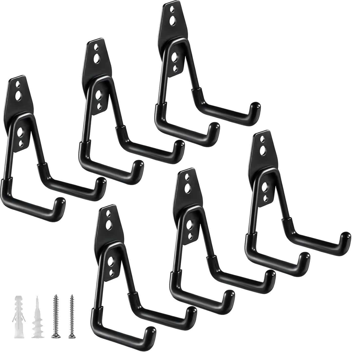 Heavy Duty Garage Hooks 6 Pack, 2.8 inch Small U Shaped Hanger, Wall Mounted Storage System, Power and Garden Tool Organizer, for Hanging Ladders, Hose, Bulk Items and More