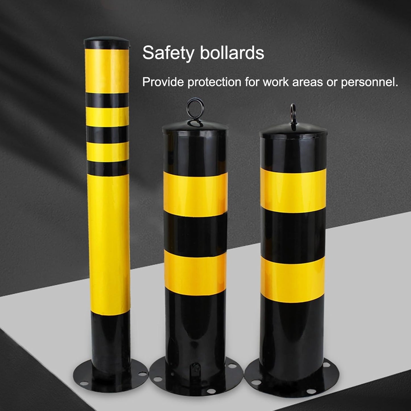 Safety Bollard, Driveway Barrier, Parking Stopper for Garage, Steel Car Parking Protection Posts, Caution Cones, Perfect for Traffic-Sensitive Area(Yellow A(2PCS))