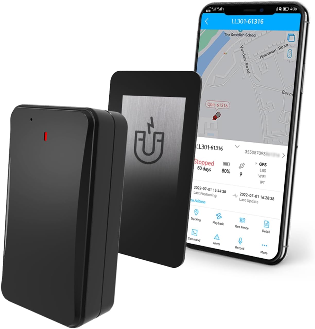 Car GPS Tracker, Tracking Devices for Cars 10000mAh Large Battery Waterproof, Real-Time Tracking Anti-Theft Alarm Notifications Built-in Magnet Via Mobile App, LL301