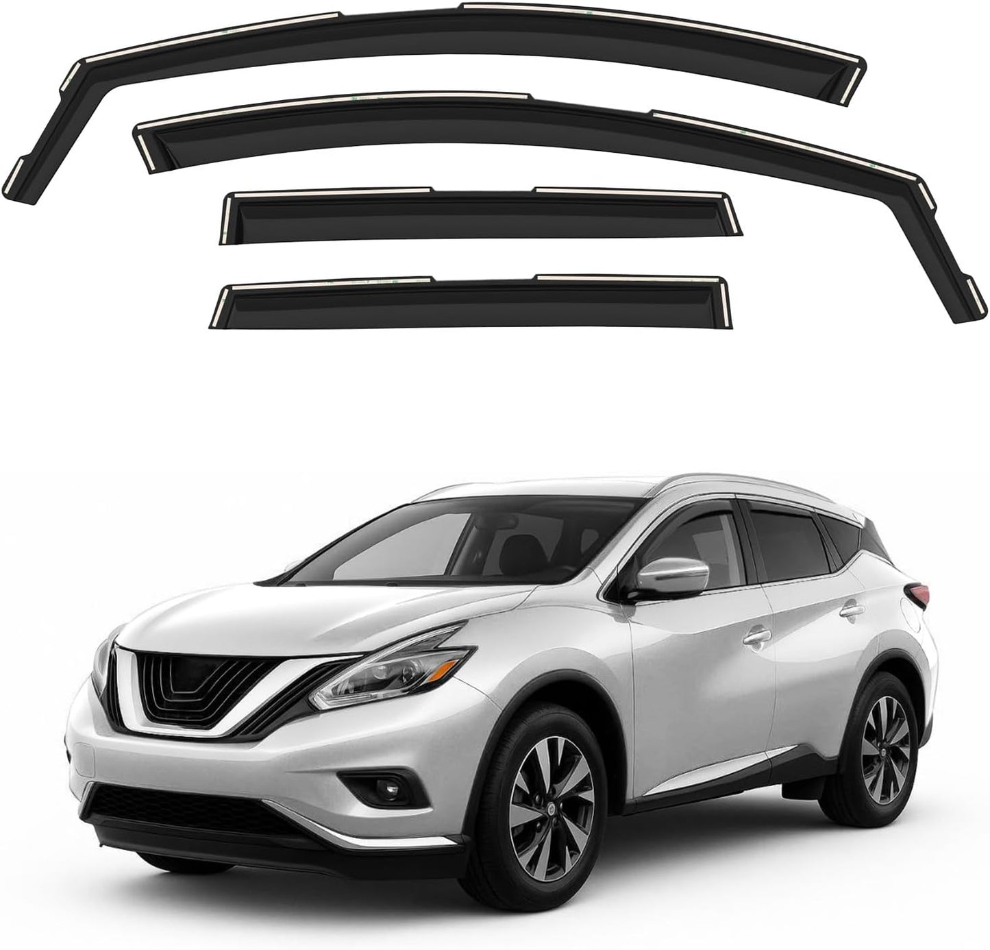 Window Deflectors Smoke Tinted in-Channel Side Window Vent Visor Deflectors Rain Guards Compatible with Nissan Murano 2015-2024 - 4pcs. GW0792