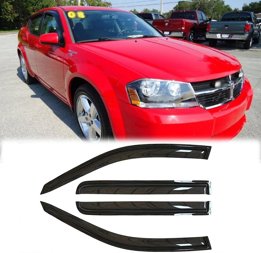 Rainproof Side Window Wind Deflectors for 2008-2014 Dodge Avenger, Tape-on Sun Rain Guard Sets,Nice Looking Window Visors for Cars,Vent Deflector for 08-14 Dodge Avenger 94065