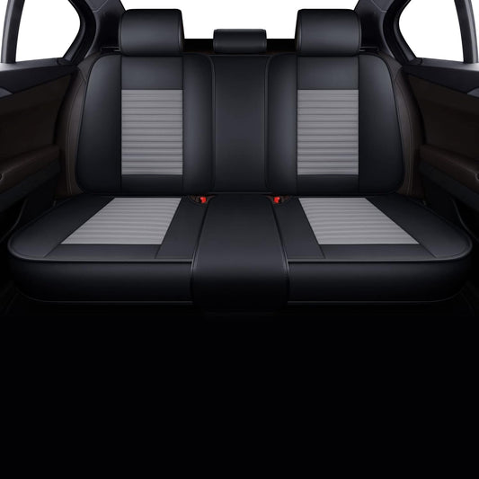 LINGVIDO Car Seat Covers, Breathable and Waterproof Faux Leather Automotive Seat Covers for Cars SUV Truck Sedan,Universal Anti-Slip Driver Seat Cover with Backrest(Rear Seat, Gray+Black)