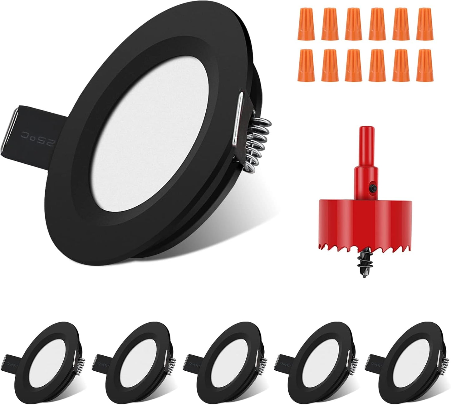 12 Volt LED Puck Light RV Boat Recessed Ceiling Light Super Slim LED Panel Light with Hole Puncher DC 12V 3W Full Aluminum Downlights 6 Pack,2700-3200k