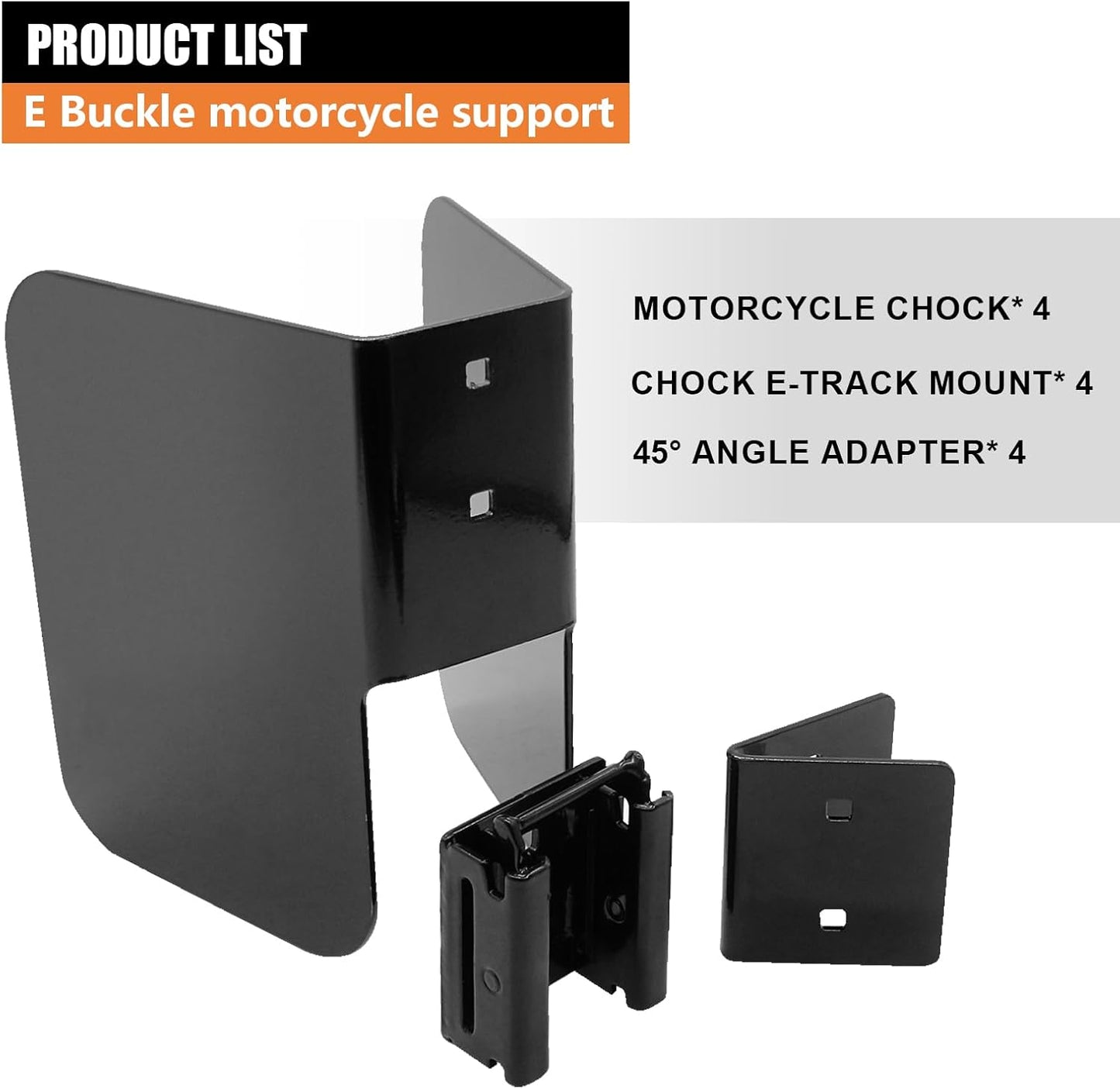 4Pack E-Track Wheel Chock for Motorcycle, E Track Dirt Bike Wheel Chocks, E-Track Accessories Hardware, Supports Tires up to 6” Wide Black