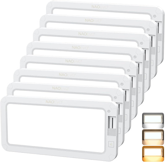NAOEVO RV Lights Interior 2070LX, 1500LM RV LED Light Interior 12V, Camper Lights with 3 Color and Stepless Dimming, Energy-efficient Ceiling Light for Trailer Boat Car(8Pack, 2900-6500K)