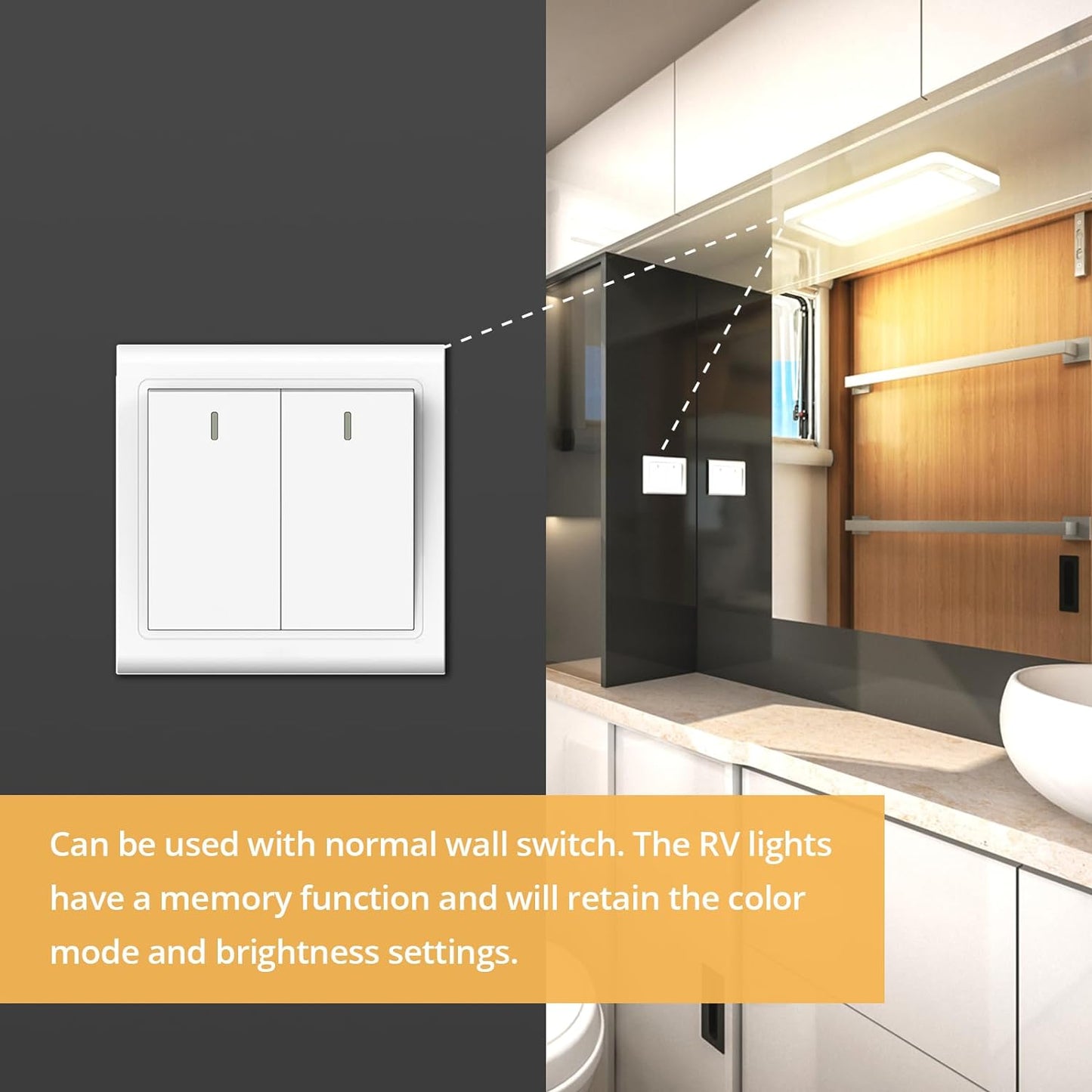 NAOEVO RV Lights Interior 2070LX, 1500LM RV LED Light Interior 12V, Camper Lights with 3 Color and Stepless Dimming, Energy-efficient Ceiling Light for Trailer Boat Car(8Pack, 2900-6500K)