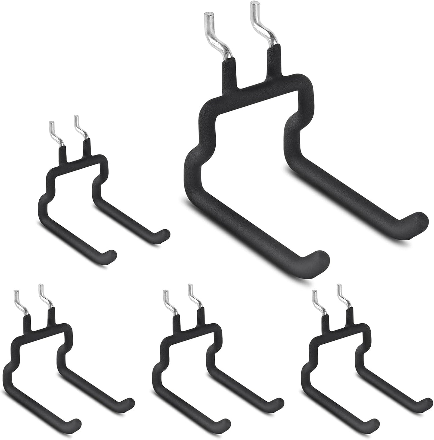 LIGHT DUST Utility Heavy Duty Pegboard Hooks - 5Pack Peg Board Accessories for Hanging Tools Fit 1/4" Peg Holes - Pegboard Organizer Large Tool Holders for Garage Workshop Shed