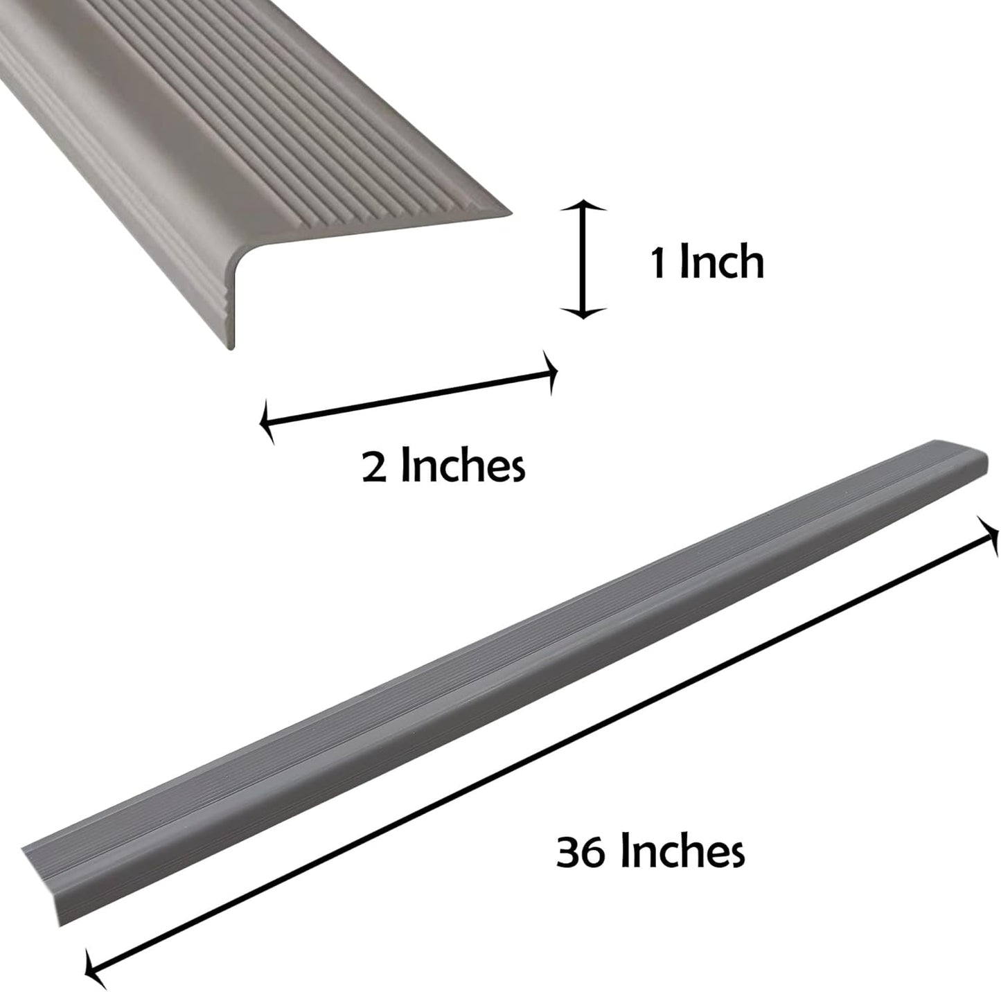 Rubber Bond Stair Edge Protector (Pack of 5) 36x2x1 inch Anti-Slip Stair Corner Trim Rubber Strips - Waterproof Self-Adhesive Staircases for Outdoor & Indoor Uses | Protect Kids & Pets - Grey