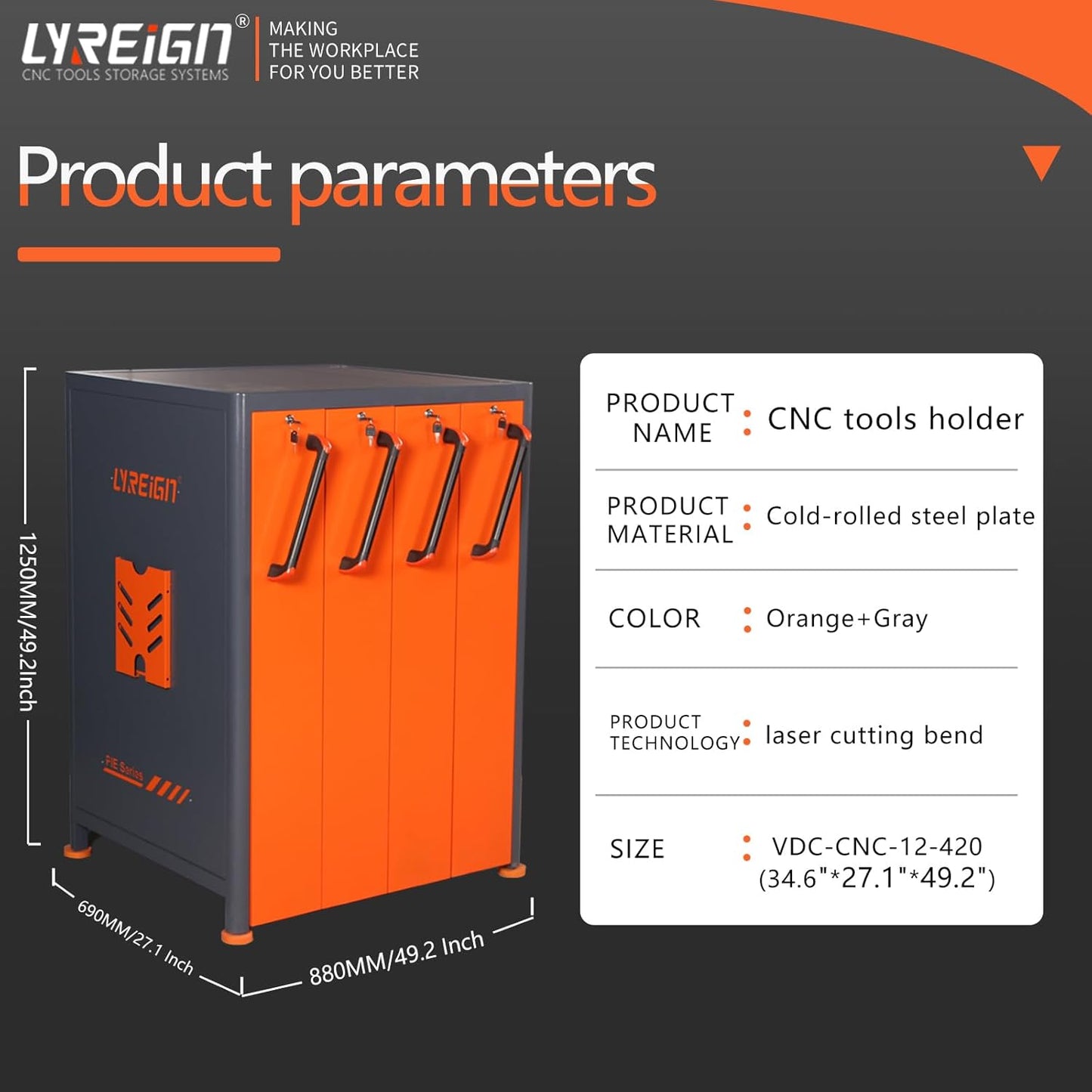 CNC Tool Holder Vertical Drawer Cabinet, Multi-Purpose CNC Tool Storage Cabinets, CNC Tool Storage System Material Equipment for Warehouse Workshop Use