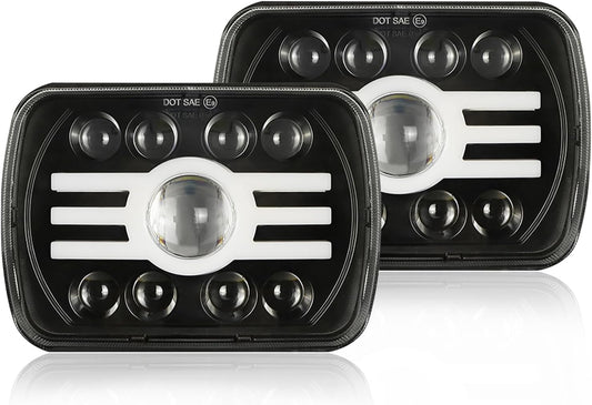 5x7 7x6 Inch LED Headlights, H6054 80W Headlights, Turn Signals, DOT Approved, High/Low Beam, DRL, Compatible with Jeep Wrangler YJ, Cherokee XJ, Chevy Express, Ford F150, Cars, Trucks, Pickups